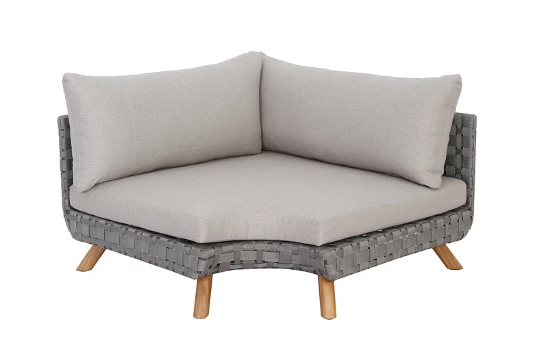 Outdoor Ecklounge Ego mit Hocker/Tisch, Wicker - beige, grau