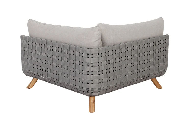 Outdoor Ecklounge Ego mit Hocker/Tisch, Wicker - beige, grau