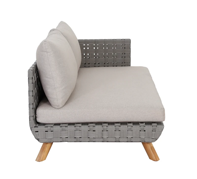 Outdoor Ecklounge Ego mit Hocker/Tisch, Wicker - beige, grau