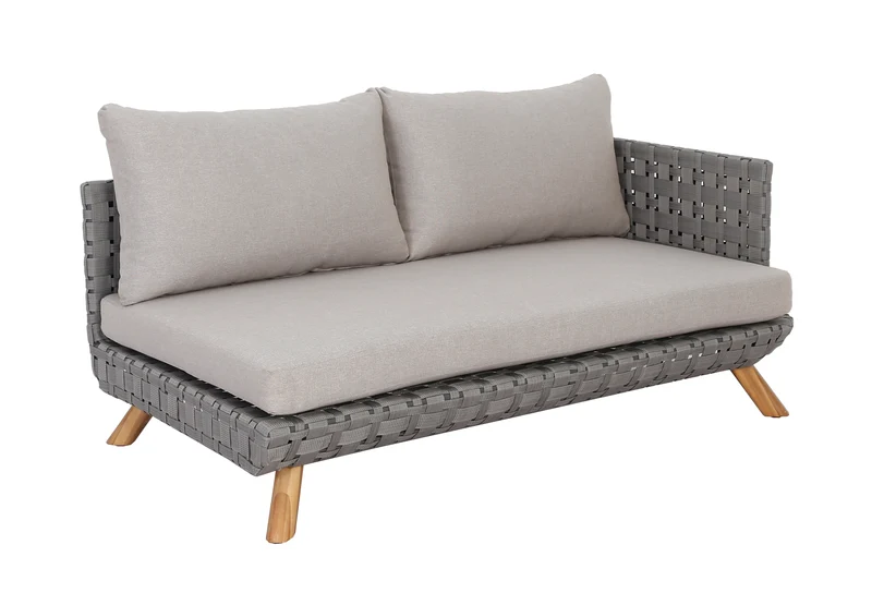 Outdoor Ecklounge Ego mit Hocker/Tisch, Wicker - beige, grau