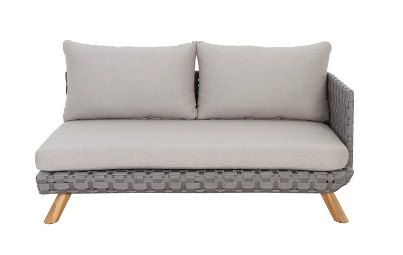 Outdoor Ecklounge Ego mit Hocker/Tisch, Wicker - beige, grau