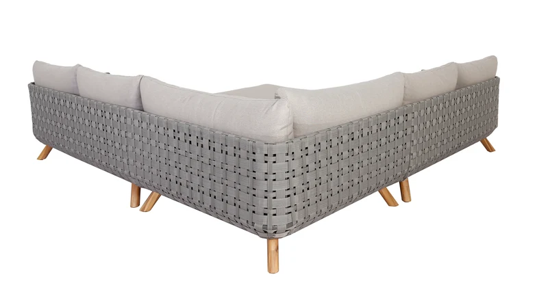 Outdoor Ecklounge Ego mit Hocker/Tisch, Wicker - beige, grau