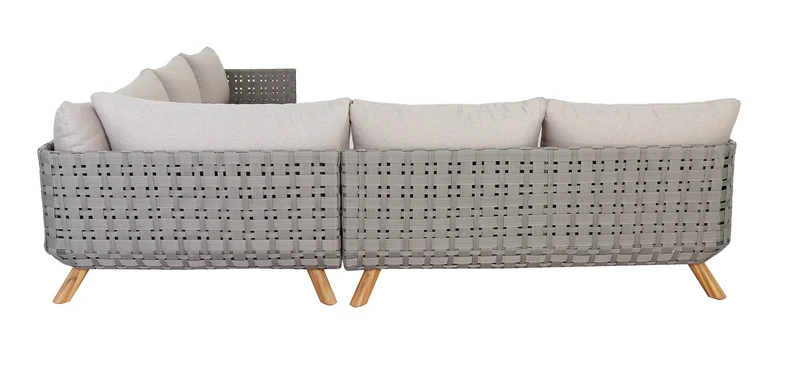 Outdoor Ecklounge Ego mit Hocker/Tisch, Wicker - beige, grau