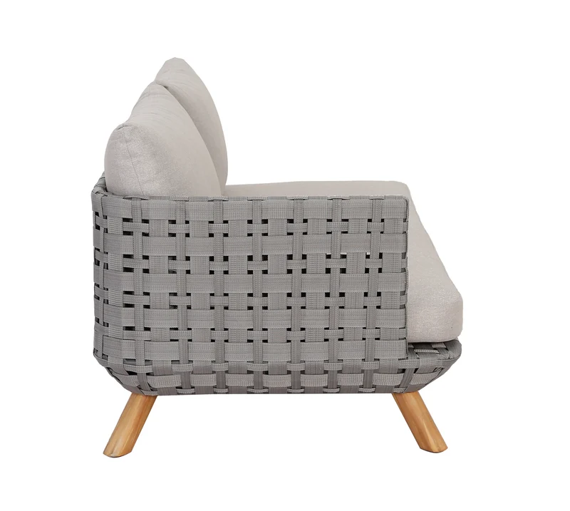 Outdoor Ecklounge Ego mit Hocker/Tisch, Wicker - beige, grau