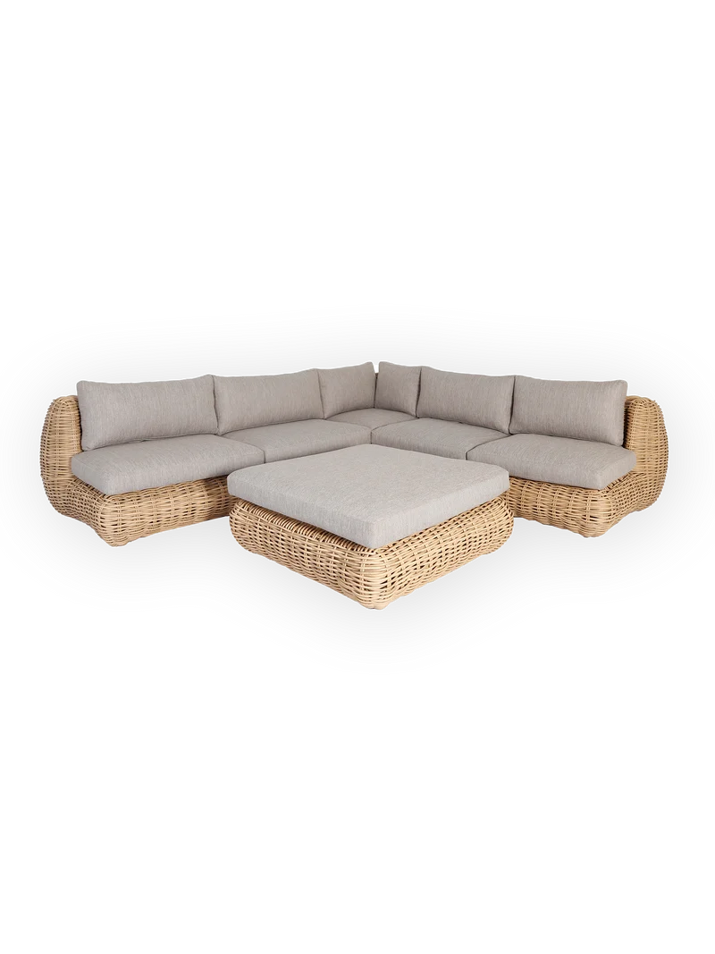 Outdoor Ecklounge Beach House mit Tisch, Wicker - natur, grau