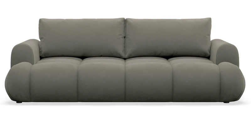 Dreisitziges ausklappbares Sofa Ombo Doce mit Stauraum, dunkelbeige, wasserabweisender Samt