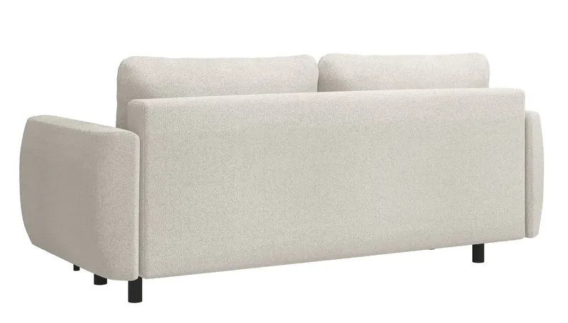 Dreisitziges ausklappbares Sofa Rane mit Stauraum, cremefarben, hydrophobes Chenille