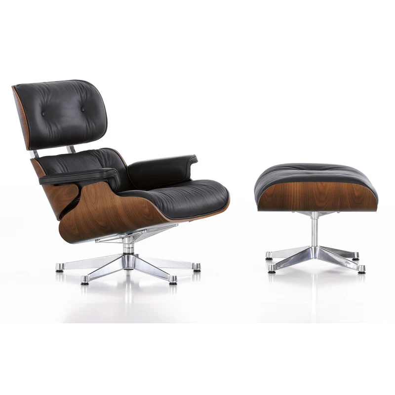 Sessel | Lounge Chair - Walnuss dunkel pigmentiert mit Sternfuß verchromt