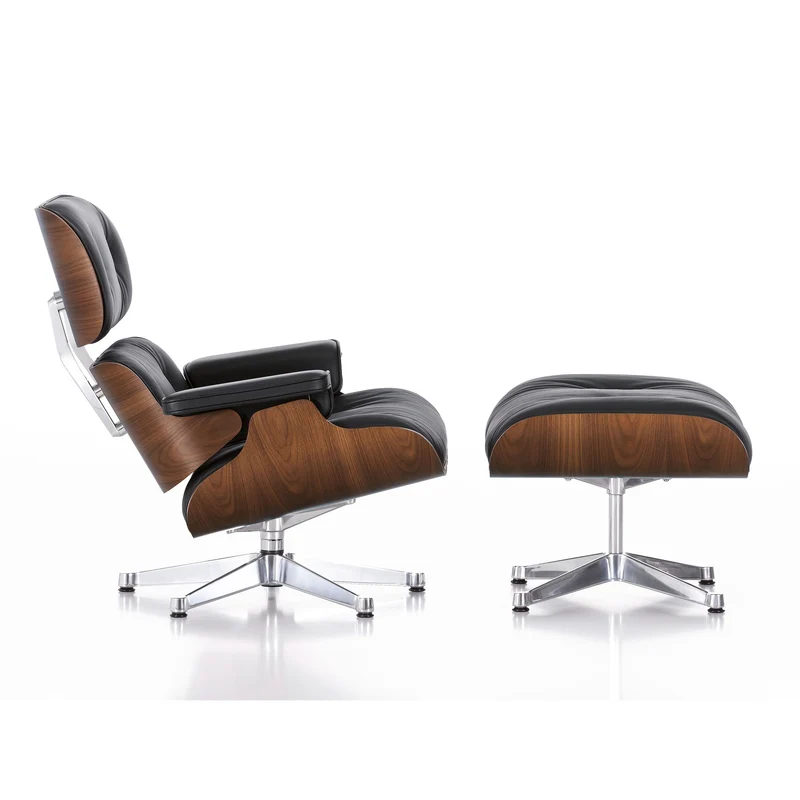 Sessel | Lounge Chair - Walnuss dunkel pigmentiert mit Sternfuß verchromt