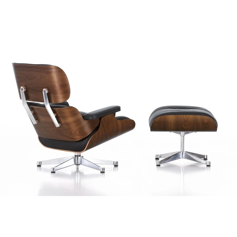 Sessel | Lounge Chair - Walnuss dunkel pigmentiert mit Sternfuß verchromt