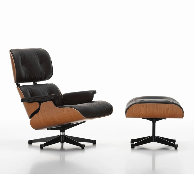 Sessel | Lounge Chair - Amerikanischer Kirschbaum mit Sternfuß poliert - Seiten schwarz