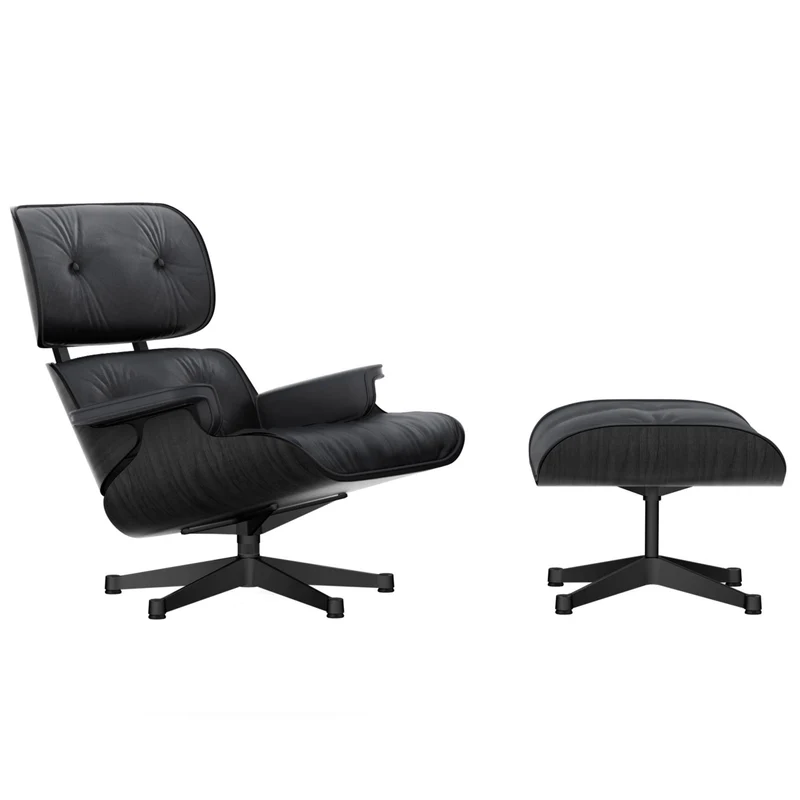 Sessel | Lounge Chair - Esche schwarz mit Sternfuß schwarz beschichtet
