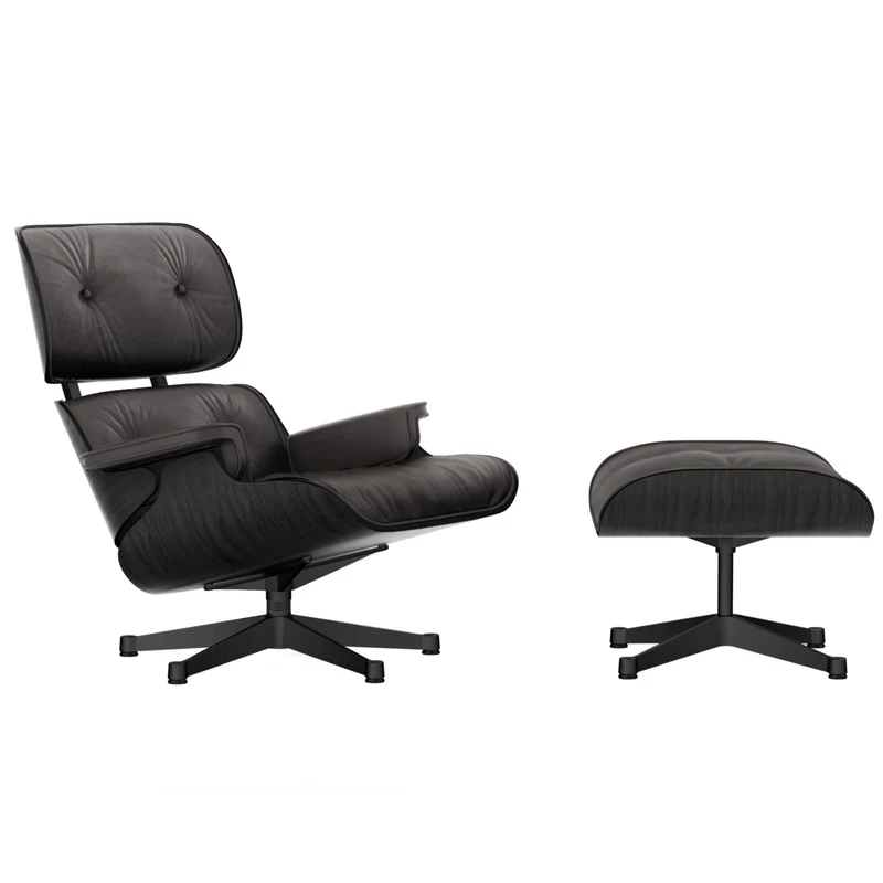 Sessel | Lounge Chair - Esche schwarz mit Sternfuß schwarz beschichtet