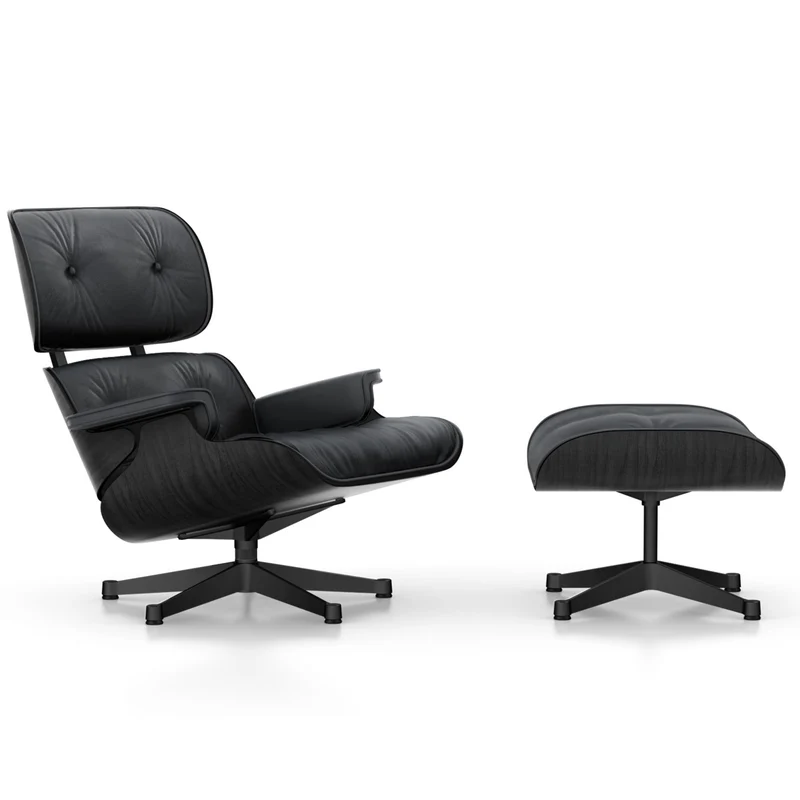 Sessel | Lounge Chair - Esche schwarz mit Sternfuß schwarz beschichtet
