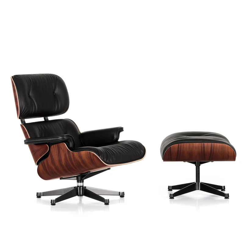 Sessel | Lounge Chair - Santos Palisander mit Sternfuß poliert - Seiten schwarz