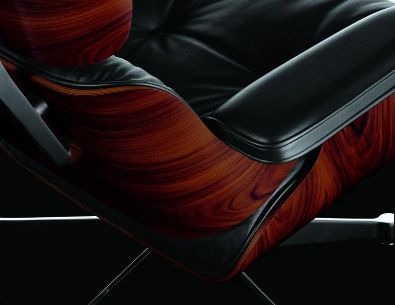 Sessel | Lounge Chair - Santos Palisander mit Sternfuß poliert - Seiten schwarz