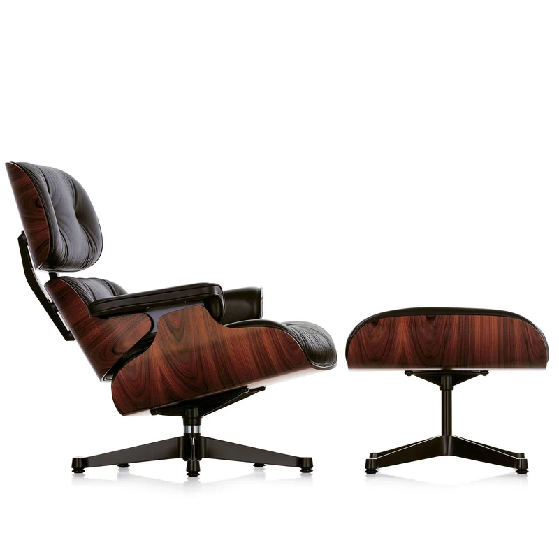 Sessel | Lounge Chair - Santos Palisander mit Sternfuß poliert - Seiten schwarz