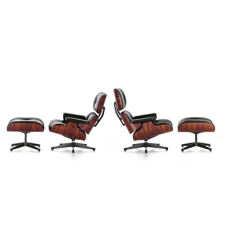Sessel | Lounge Chair - Santos Palisander mit Sternfuß poliert - Seiten schwarz