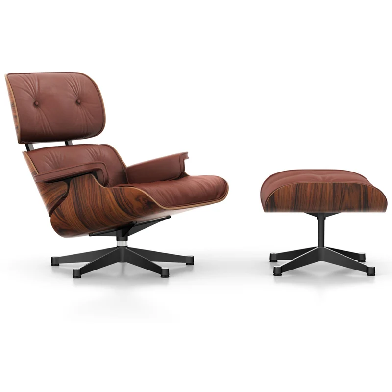 Sessel | Lounge Chair - Santos Palisander mit Sternfuß poliert - Seiten schwarz