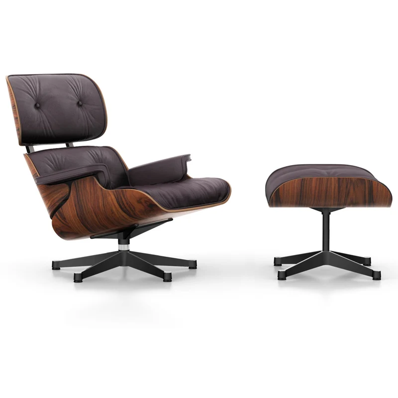 Sessel | Lounge Chair - Santos Palisander mit Sternfuß poliert - Seiten schwarz
