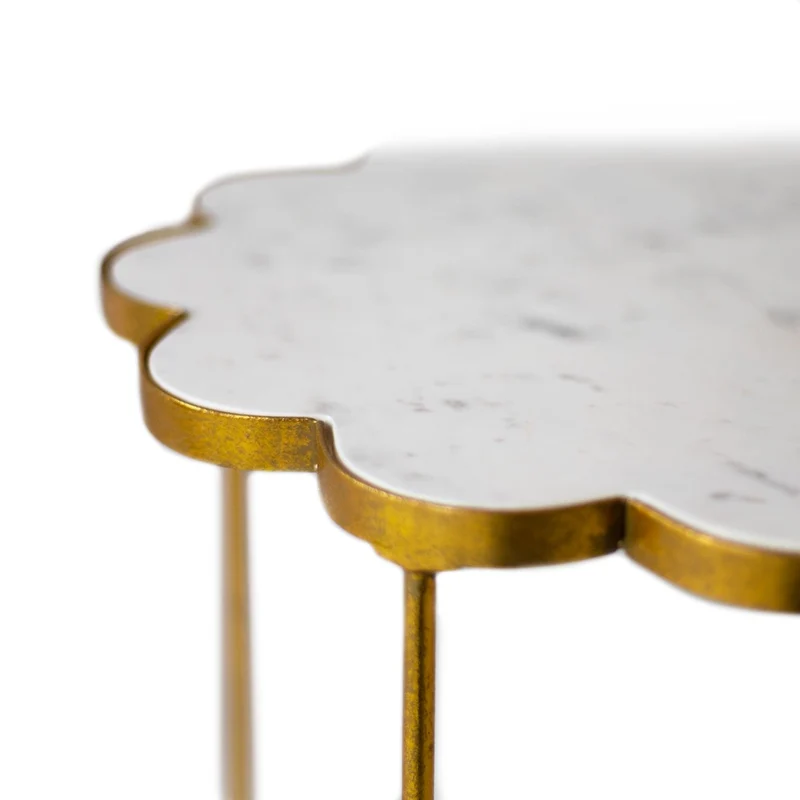 Beistelltisch Marble Gold Bloom, Metall - gold, Blumenform, Marmor