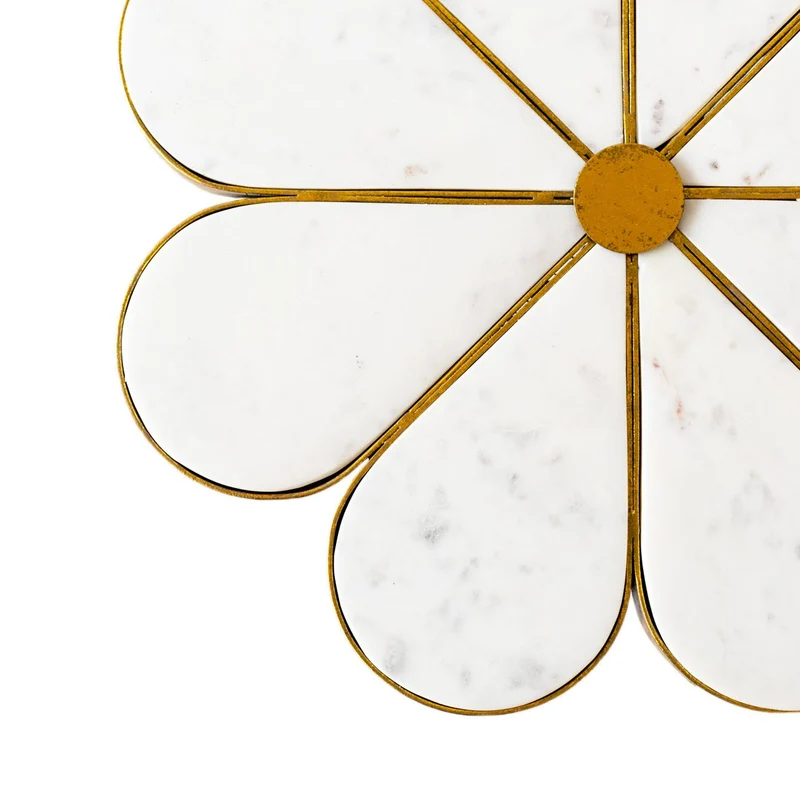 Beistelltisch Marble Gold Bloom, Metall - gold, Blumenform, Marmor