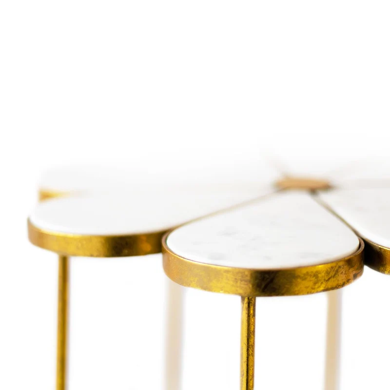 Beistelltisch Marble Gold Bloom, Metall - gold, Blumenform, Marmor