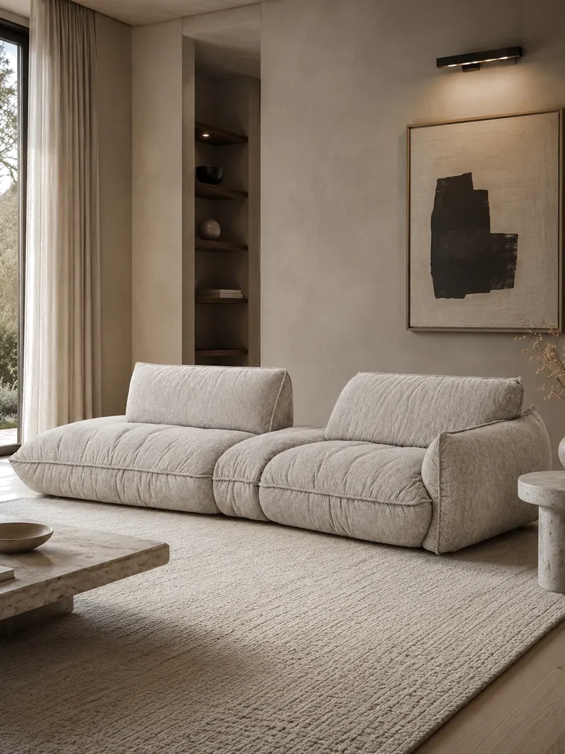 Fluffy Sofa | "2HT links + Trapezelement + Element 105 Armteil rechts"