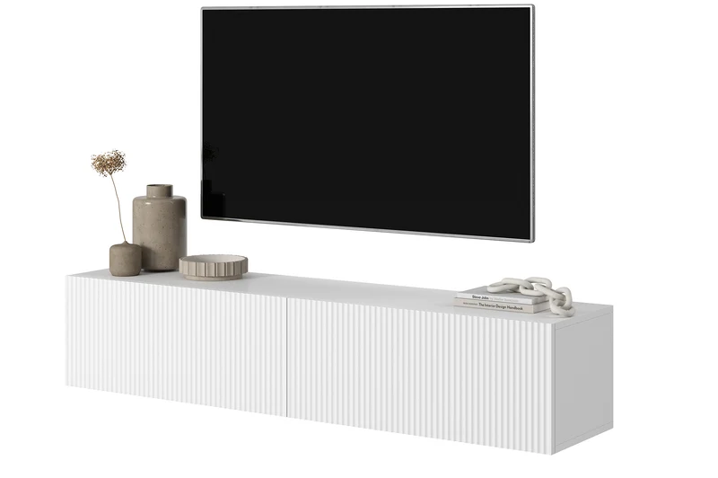 Hängender TV-Schrank Veldio mit gefräster Front 140 cm Grau-Beige