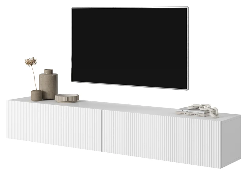 TV-Schrank Veldio mit gefräster Front 175 cm Weiß, hängend