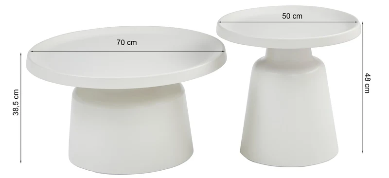 Brin runde Kaffeetisch-Sets 70 und 50 cm schwarz