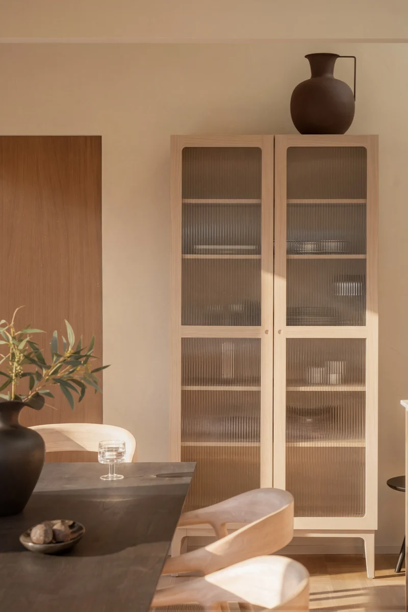 Vitrinenschrank H200cm, Eiche hell