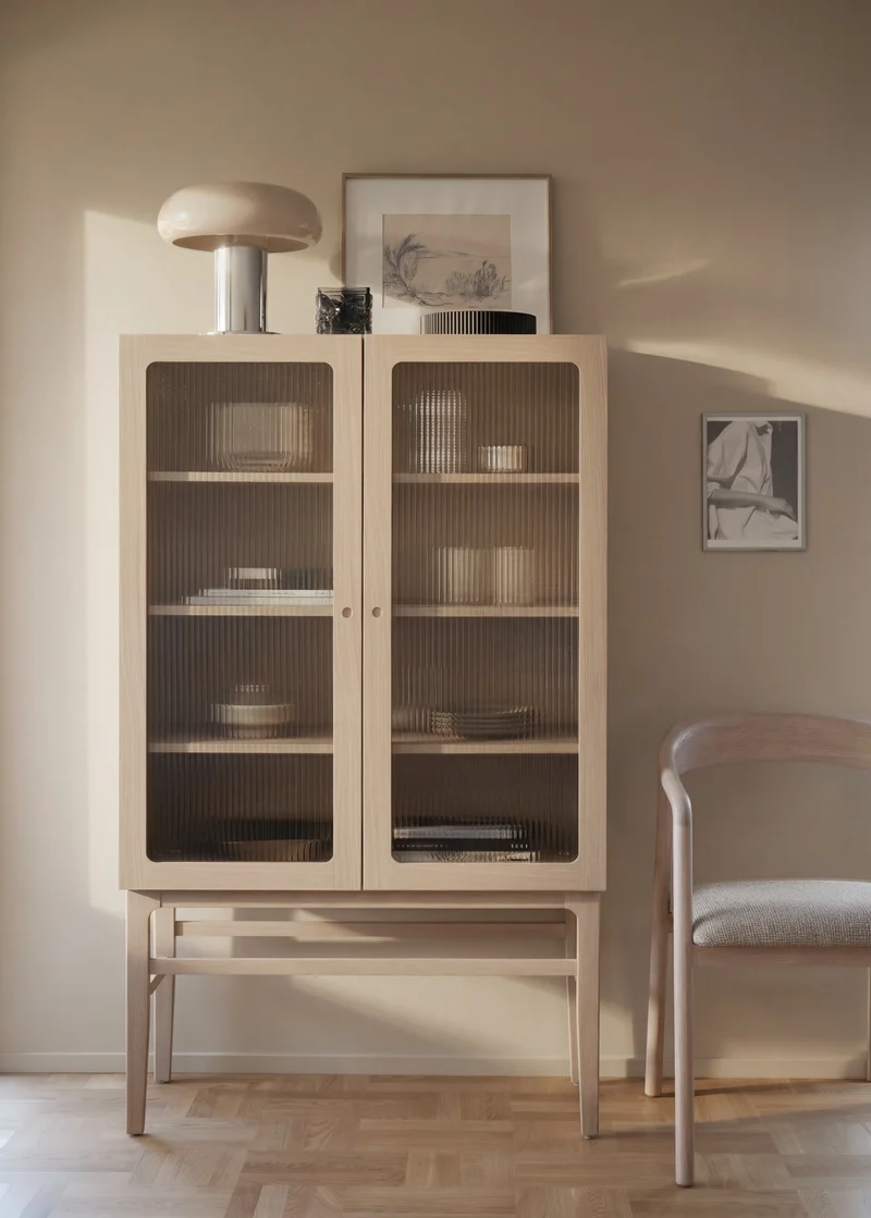 Vitrinenschrank H160cm, Eiche hell