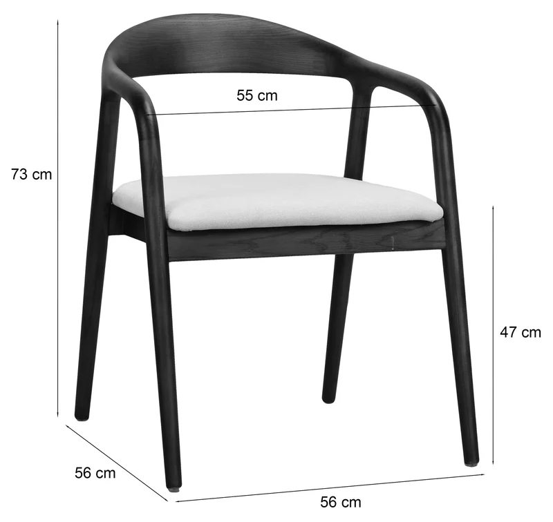 Holzstuhl für das Esszimmer Insible mit leicht zu reinigendem Stoff, beige Geflecht/Nussbaum