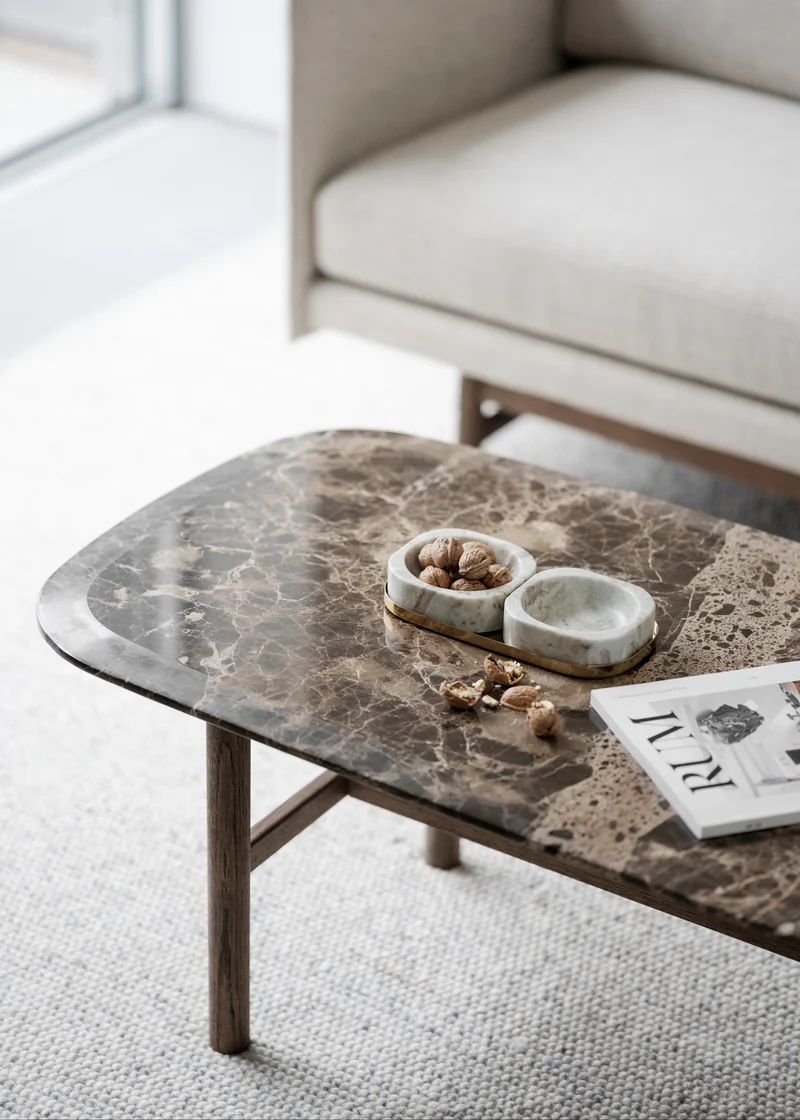 Coffeetable Marmor L135cm, braun
