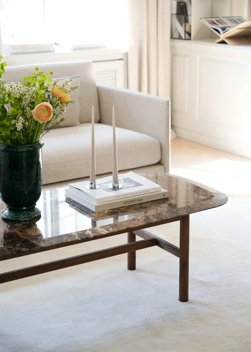 Coffeetable Marmor L135cm, braun