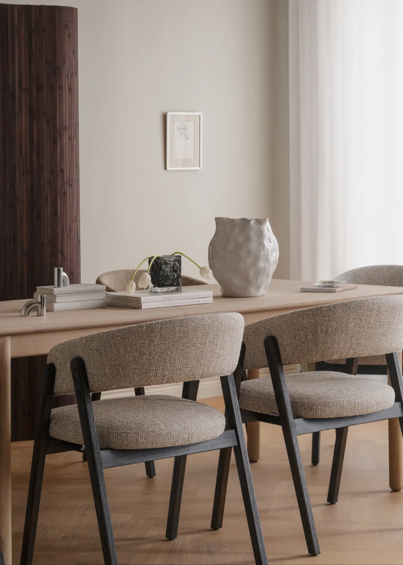 Polsterstuhl Barn beige, Eiche braun