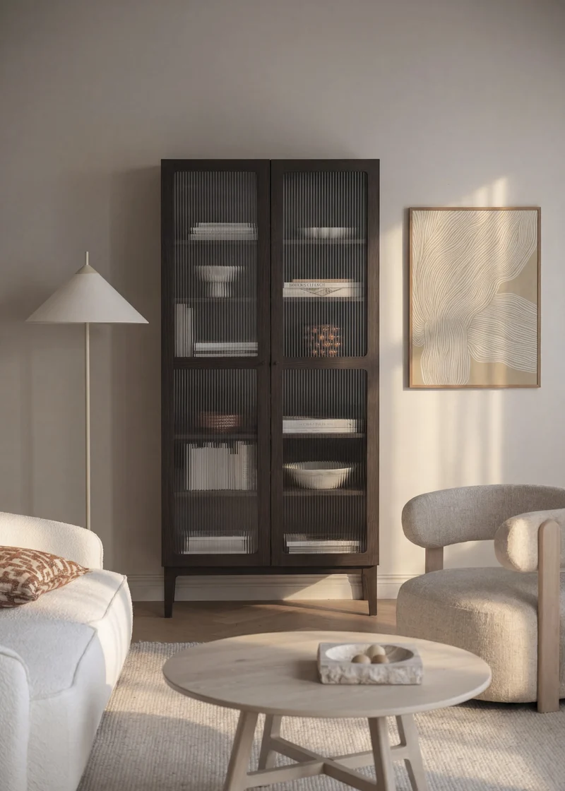 Vitrinenschrank H200cm, braun