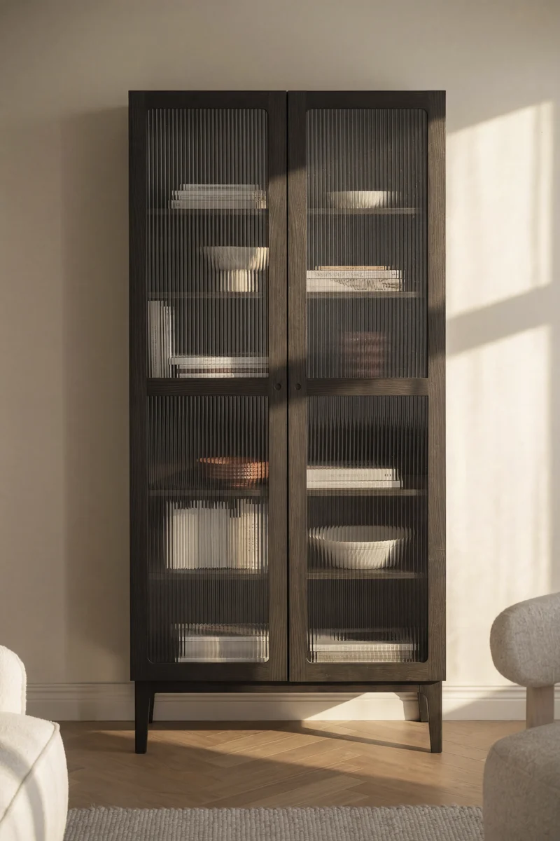 Vitrinenschrank H200cm, braun