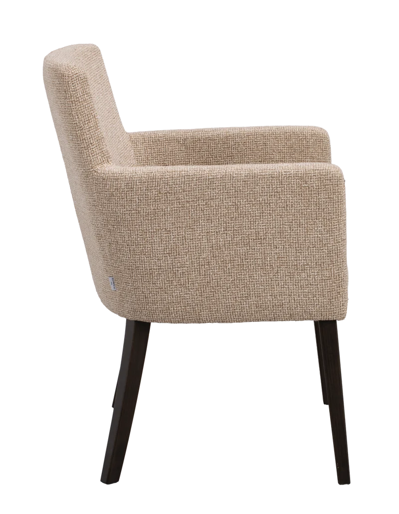 Polsterstuhl Hudson beige, Eiche braun