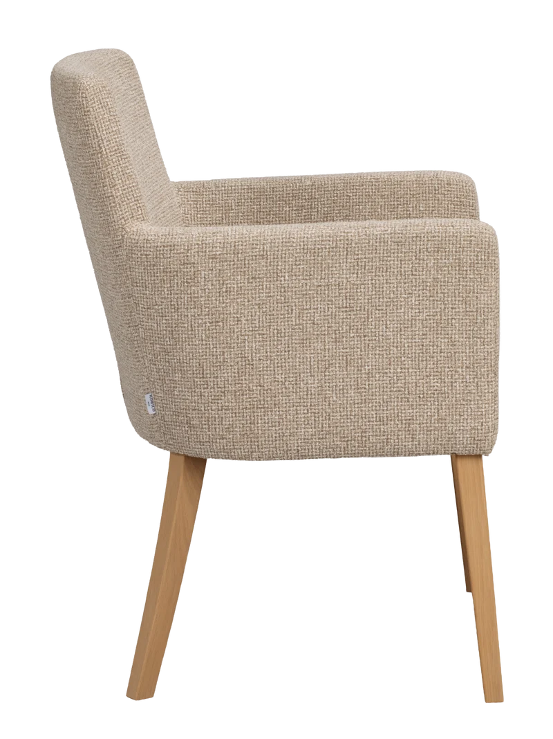 Polsterstuhl Hudson beige, Eiche geölt