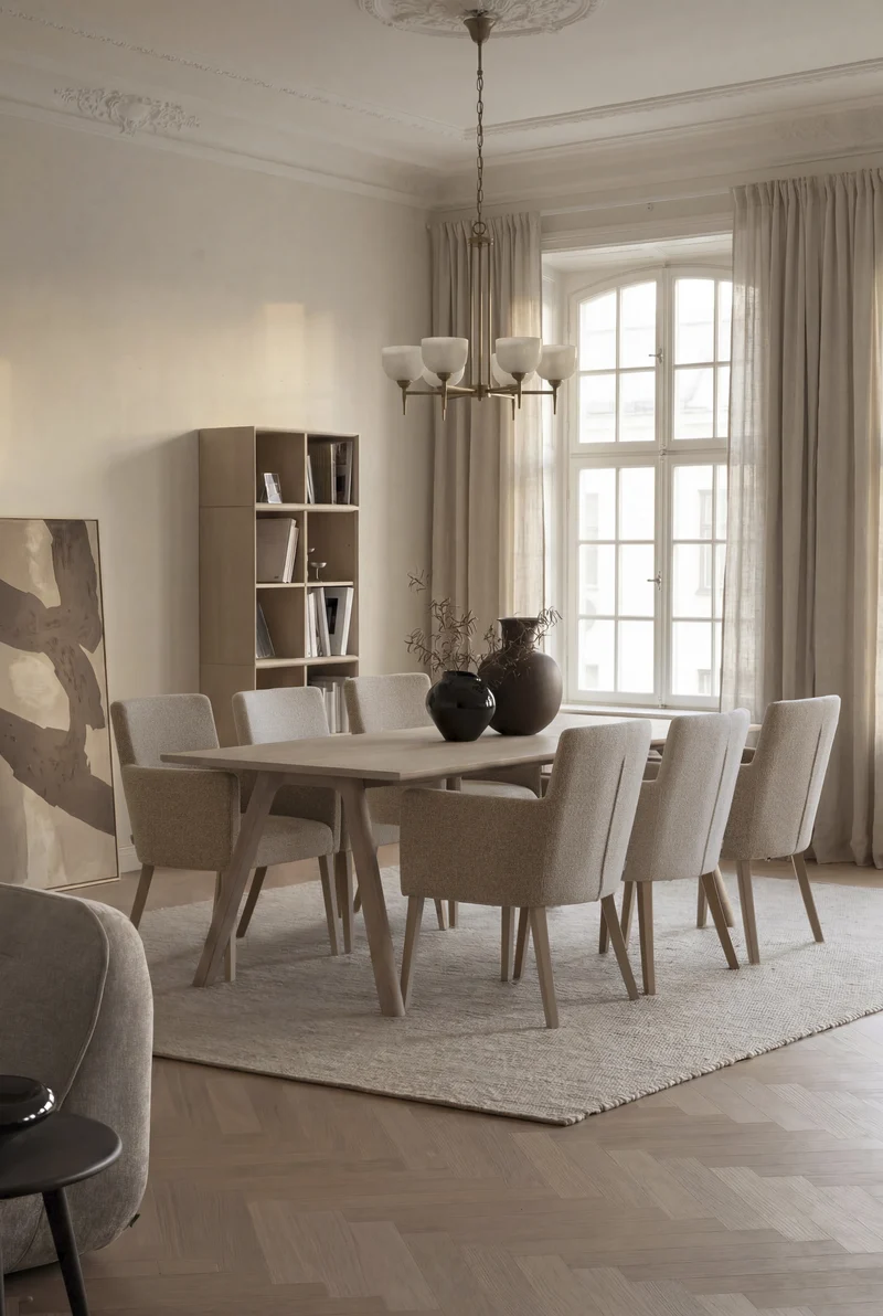 Polsterstuhl Hudson beige, Eiche hell
