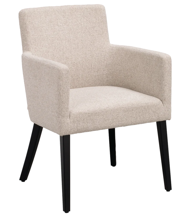 Polsterstuhl Hudson hellbeige, Eiche schwarz