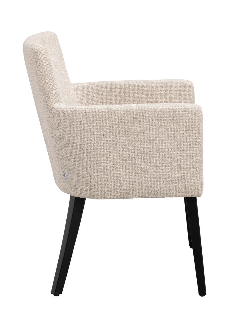 Polsterstuhl Hudson hellbeige, Eiche schwarz