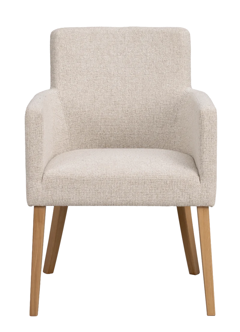 Polsterstuhl Hudson hellbeige, Eiche geölt
