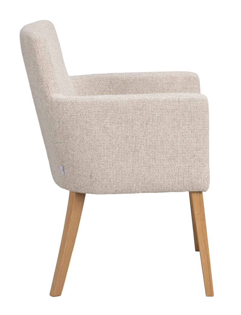 Polsterstuhl Hudson hellbeige, Eiche geölt