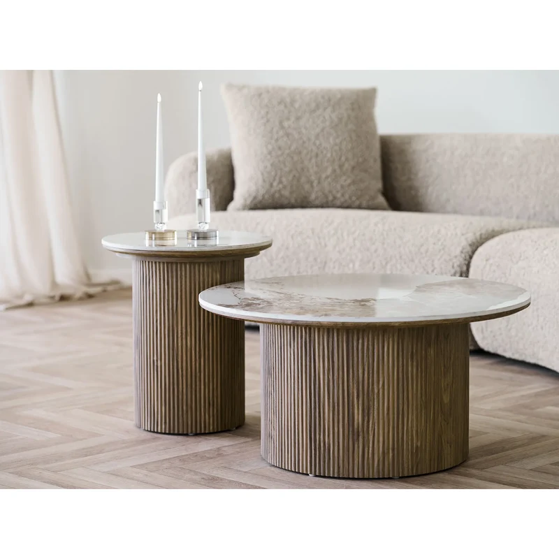 Couchtisch mit Keramikplatte, ø45cm