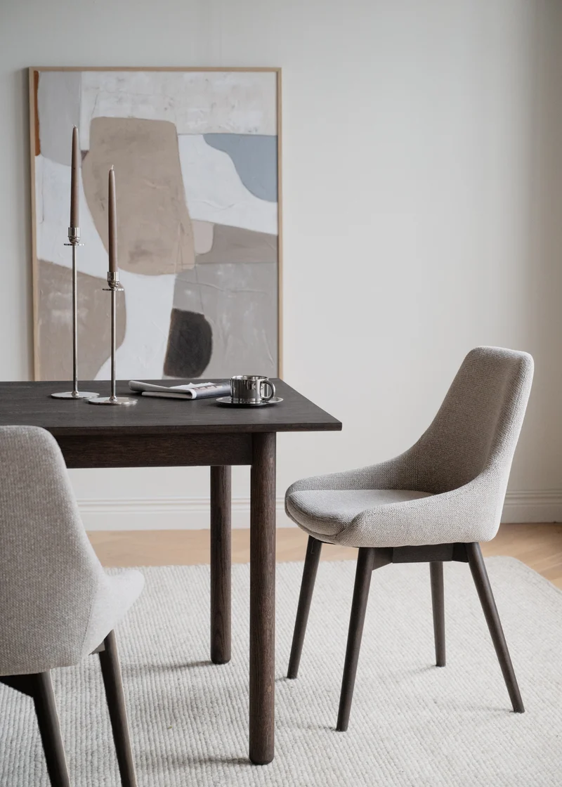 Polsterstuhl Stella beige, Eiche braun