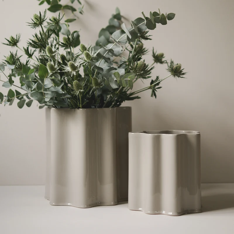 Keramikvase Shiny H28cm, beige