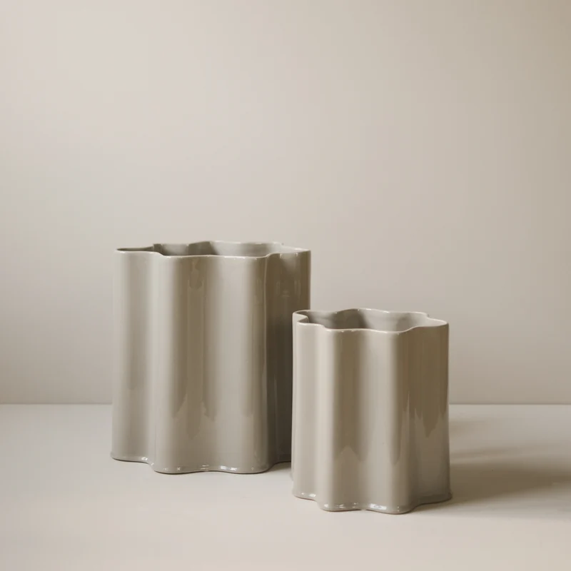 Keramikvase Shiny H28cm, beige